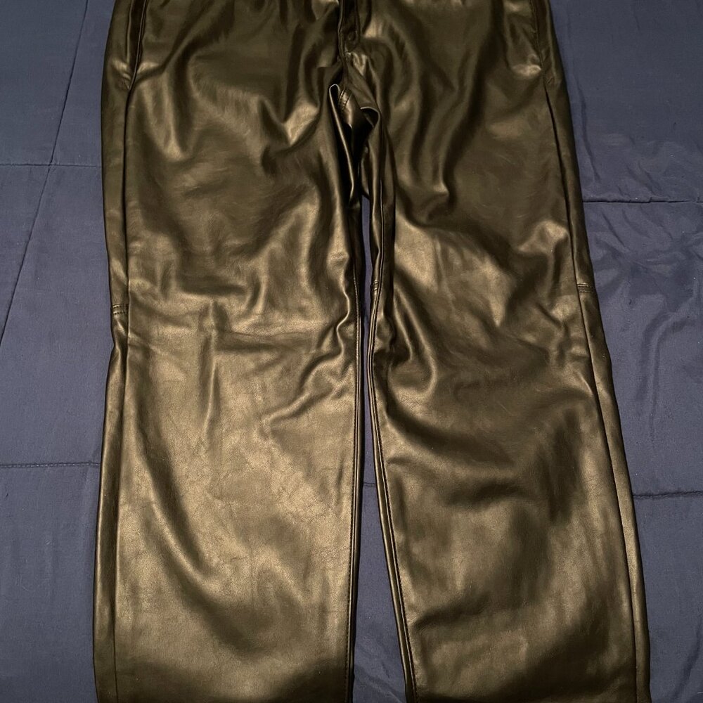 WOMENS TORRID BLACK LEATHER LOOK PANTS SIZE 18 REGULAR NWT